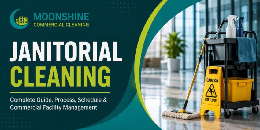 Professional janitorial cleaning services in a commercial office facility